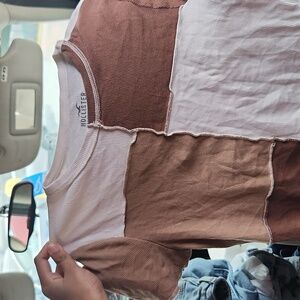 Brown and white shirt hollister baby tee
